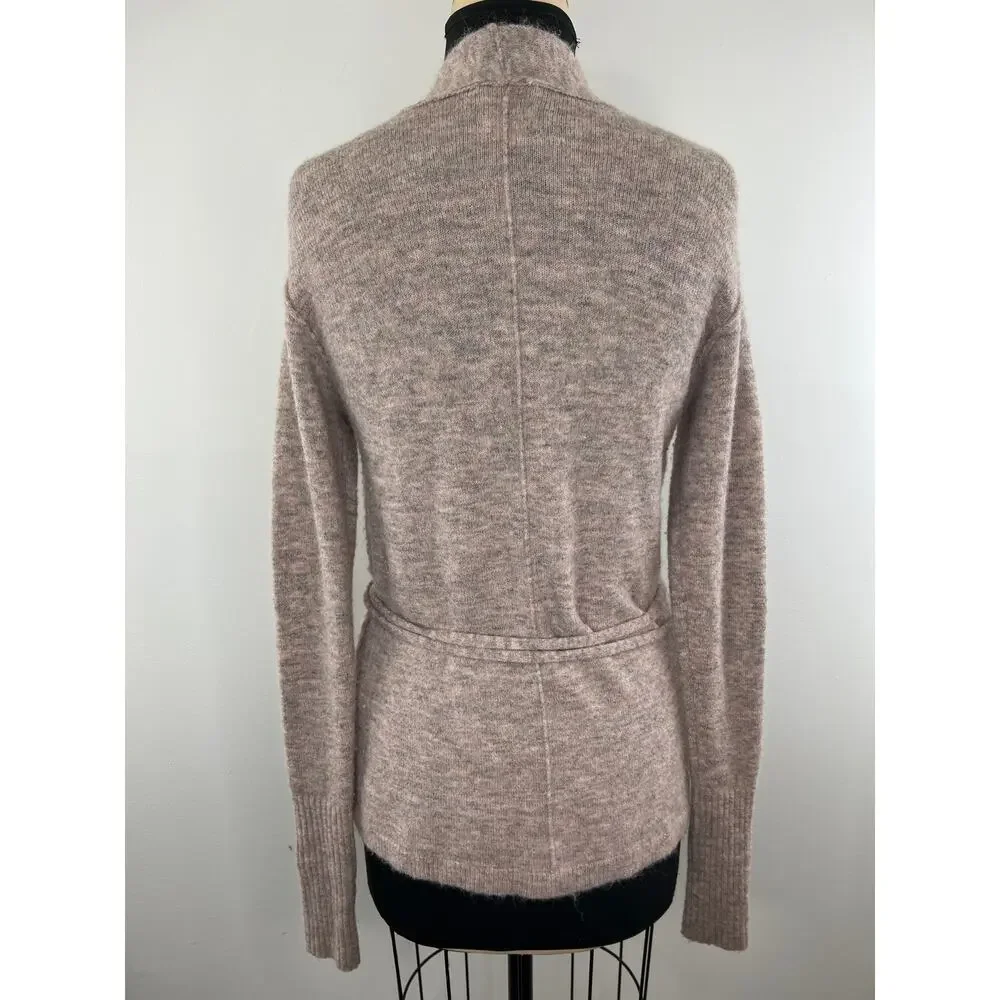 Wilfred Free GiGi Wrap Cardigan Pink Fuzzy Knit Long Sleeve Wool Alpaca Small S